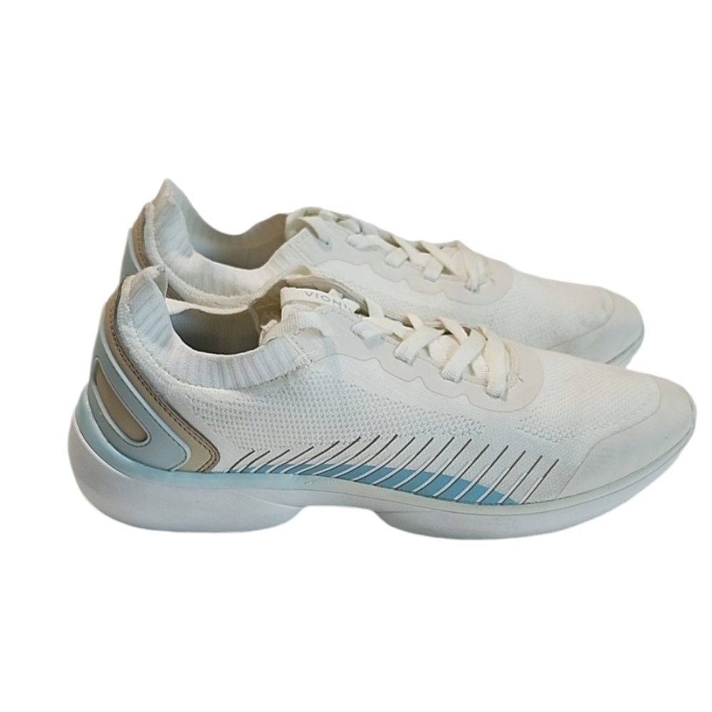 Vionic Embolden Marshmallow‎ white pale blue knit support  sneaker Women'…